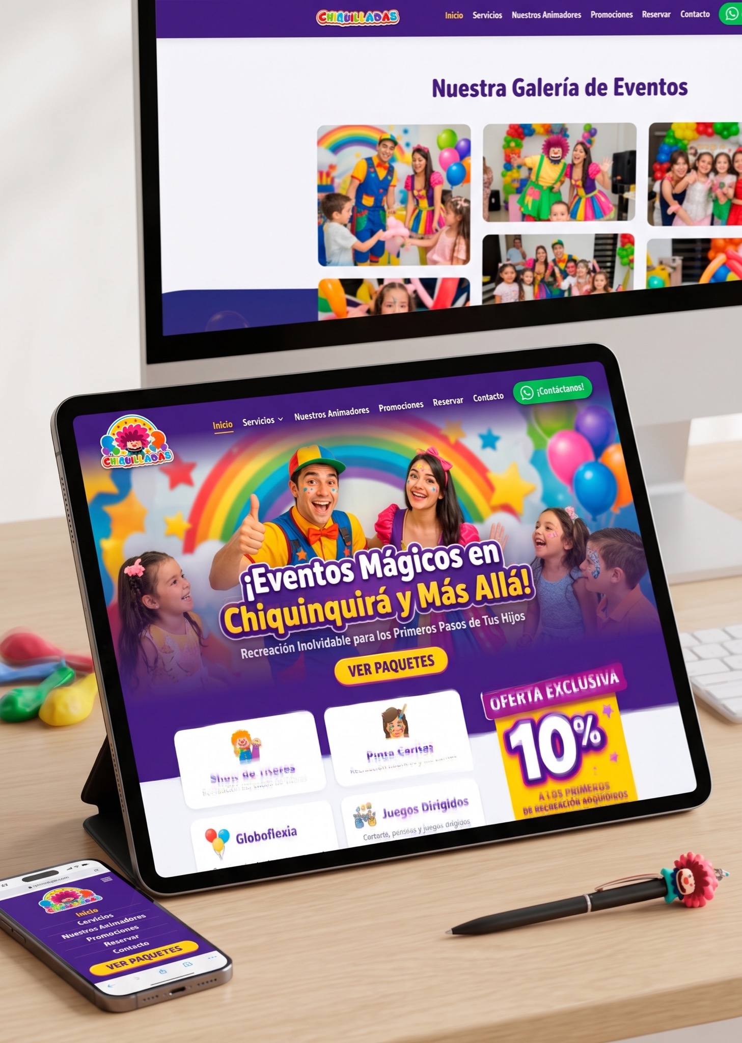 Mockup responsive de la web Chiquilladas